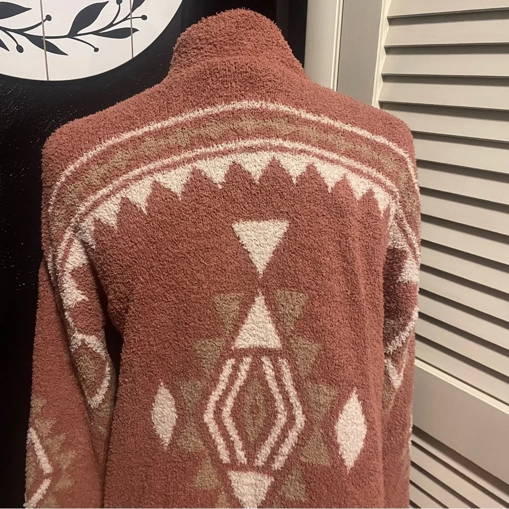 New In Rust Aztec Open Front Cardigan Sweater Women’s Small Cozy Knit - Picture 4 of 7